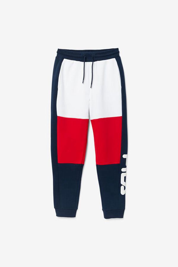 Calça De Moletom Fila Homem Branco/Vermelhas/Azul Marinho - Fila Sander Fleece Loja Online Portugal,